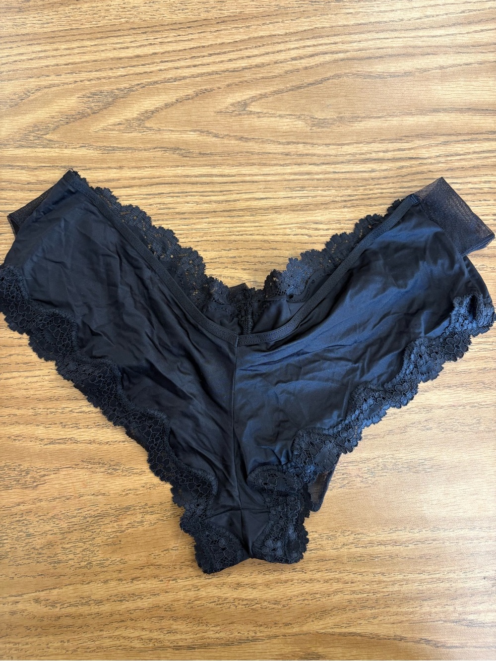 Victoria's Secret Black Lace-Trim with Bow on Back Bikini Panty